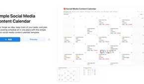 Notion social media calendar template