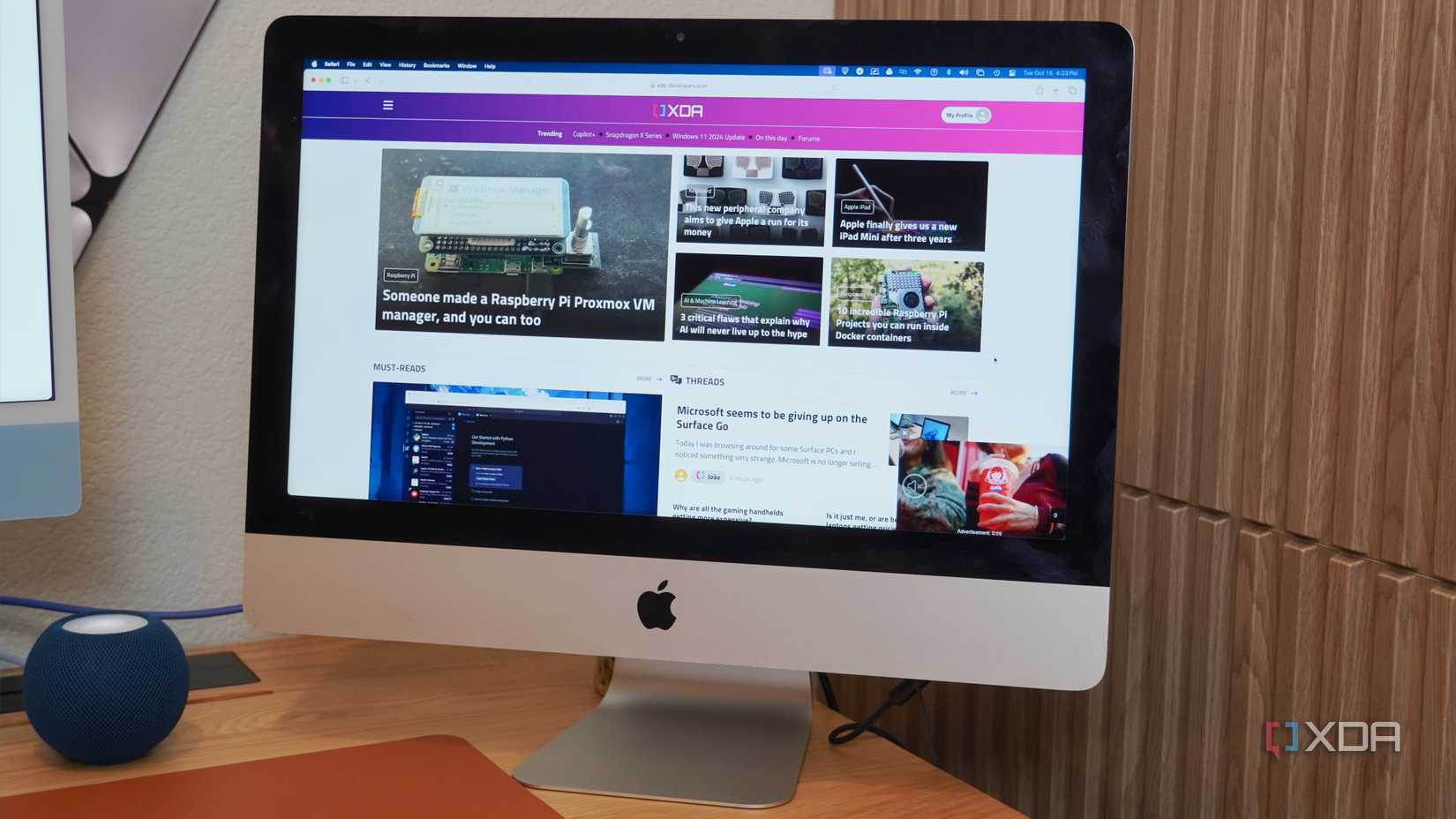 An old iMac being used as an external monitor.