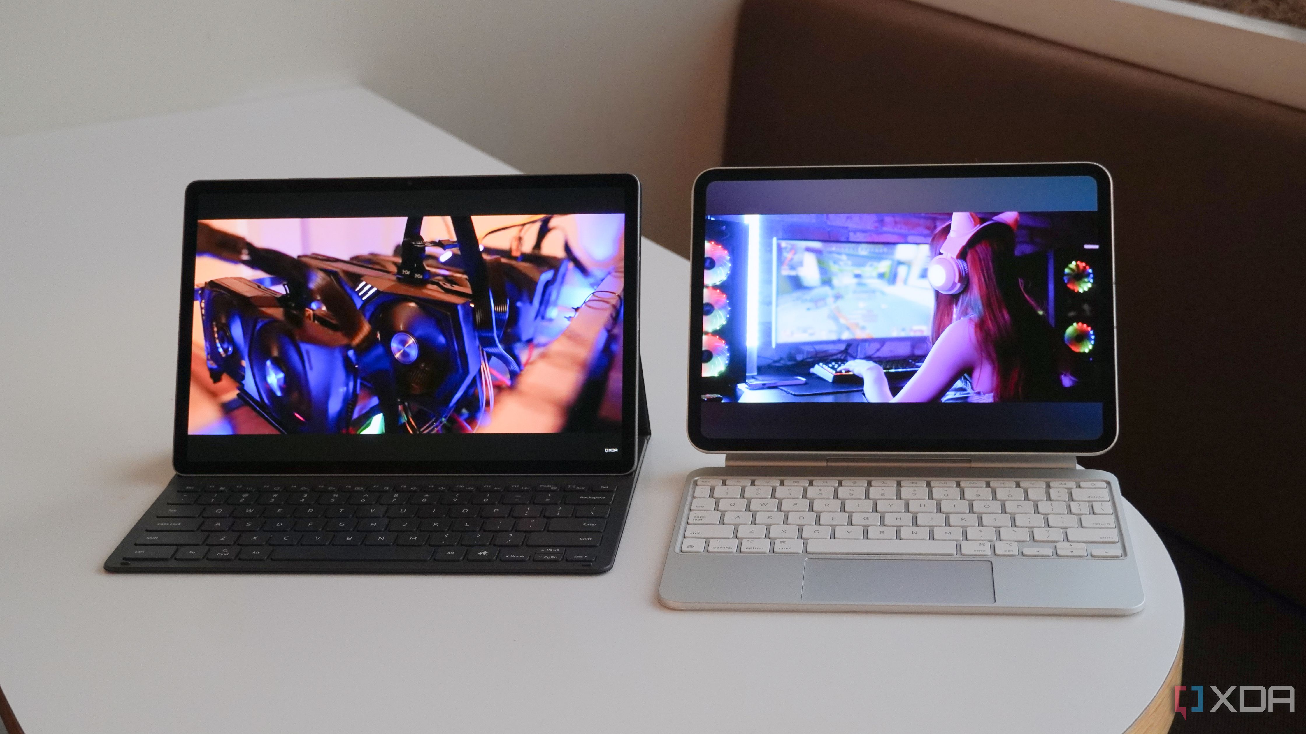 A comparison between the Galaxy Tab S10+ and iPad Pro M4 displays.