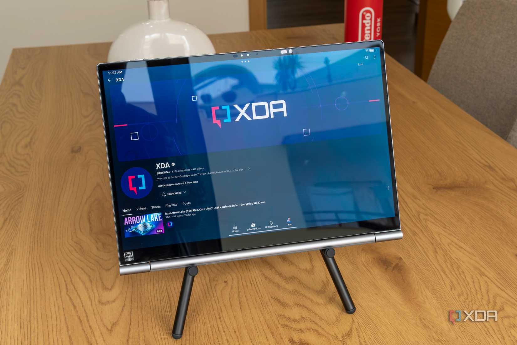 The Lenovo ThinkBook Plus Gen 5 Hybrid Tab displaying the XDA YouTube channel