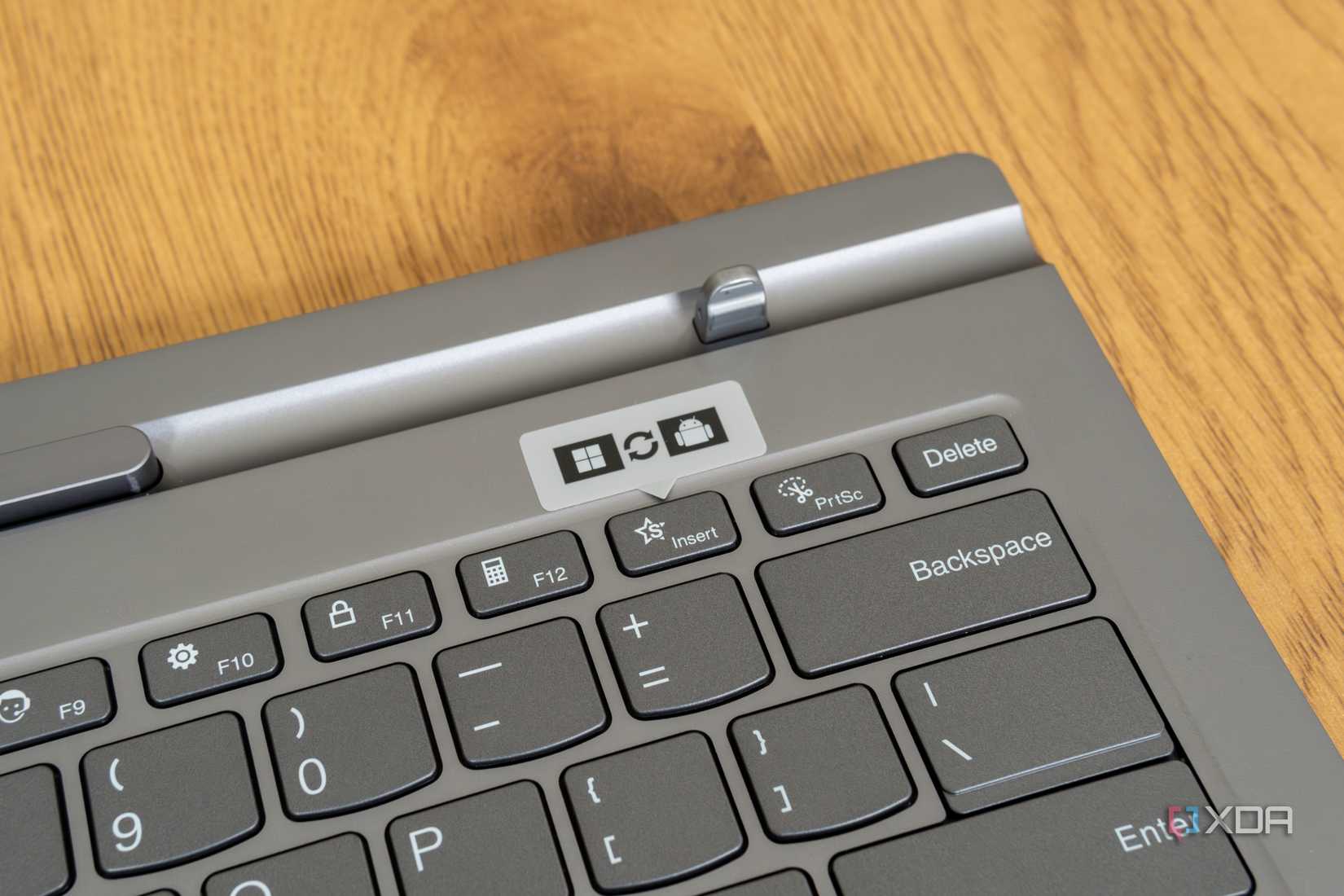 Close-up of the button to switch between Android and Windows on the Lenovo ThinkBook Plus Gen 5 Hybrid Station