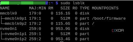 lsblk output