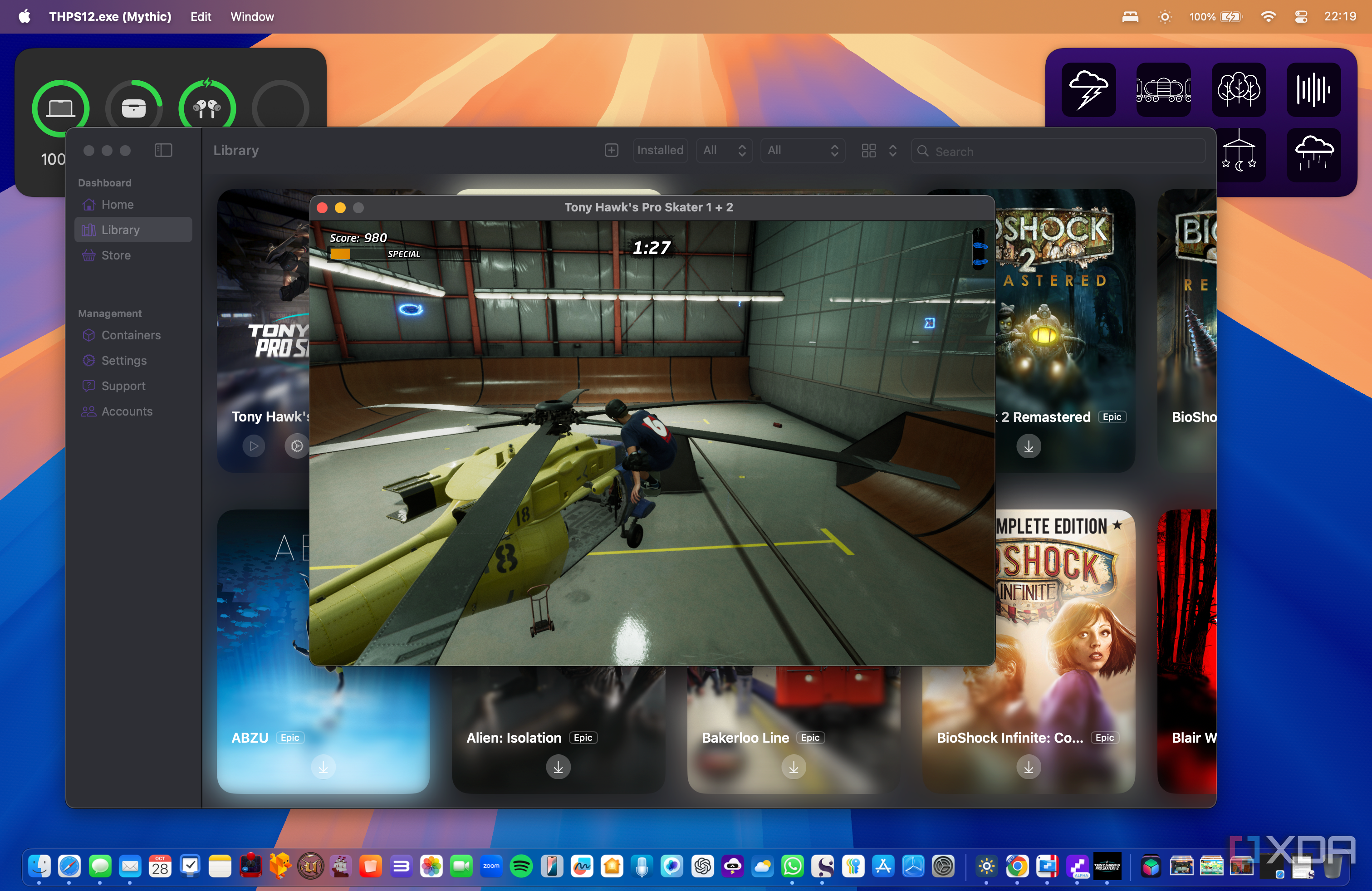 Playing Tony Hawk's Pro Skater 1+2 via Mythic on Mac