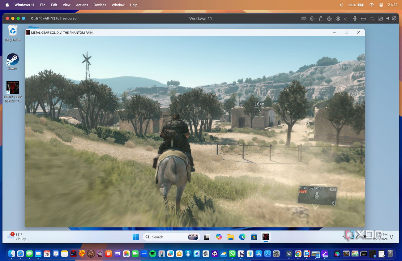Playing Metal Gear Solid V: The Phantom Pain via Parallels Desktop on Mac