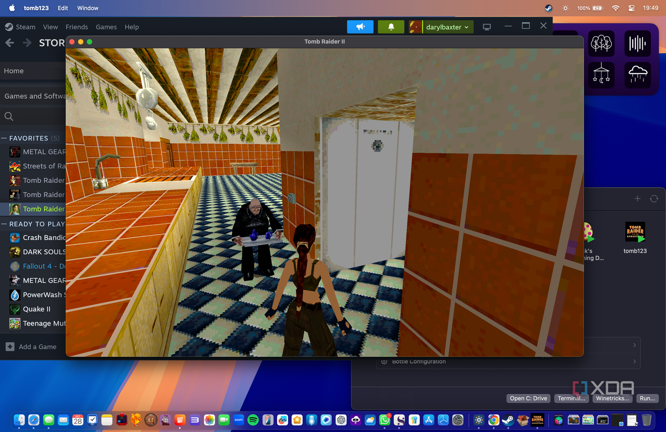 Playing Tomb Raider via Whisky on a Mac