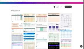 Screenshot of templates for Microsoft Excel on the web