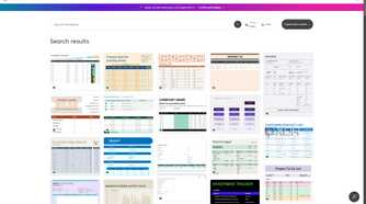 Screenshot of templates for Microsoft Excel on the web