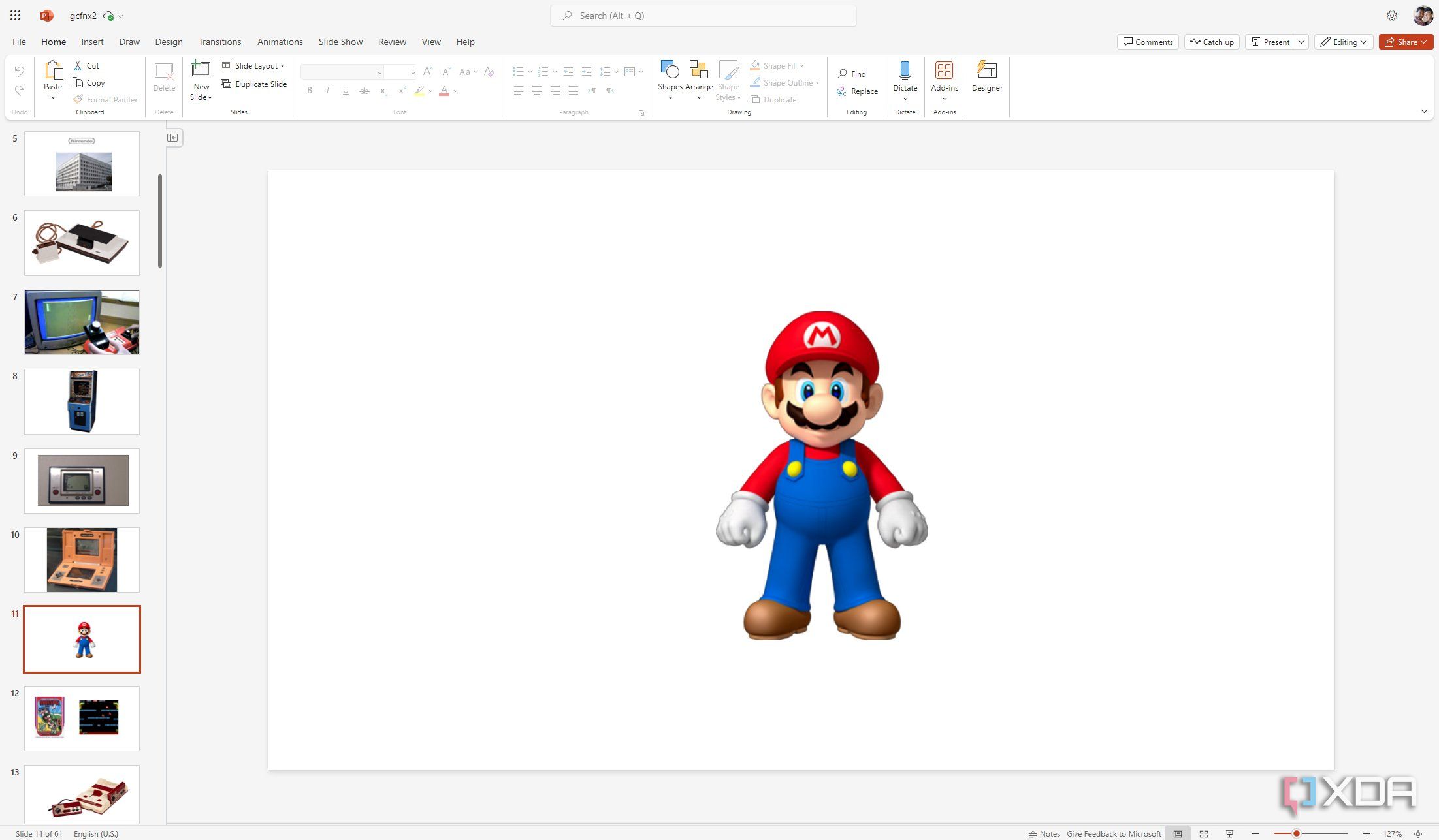 Screenshot of Microsoft PowerPoint for the web