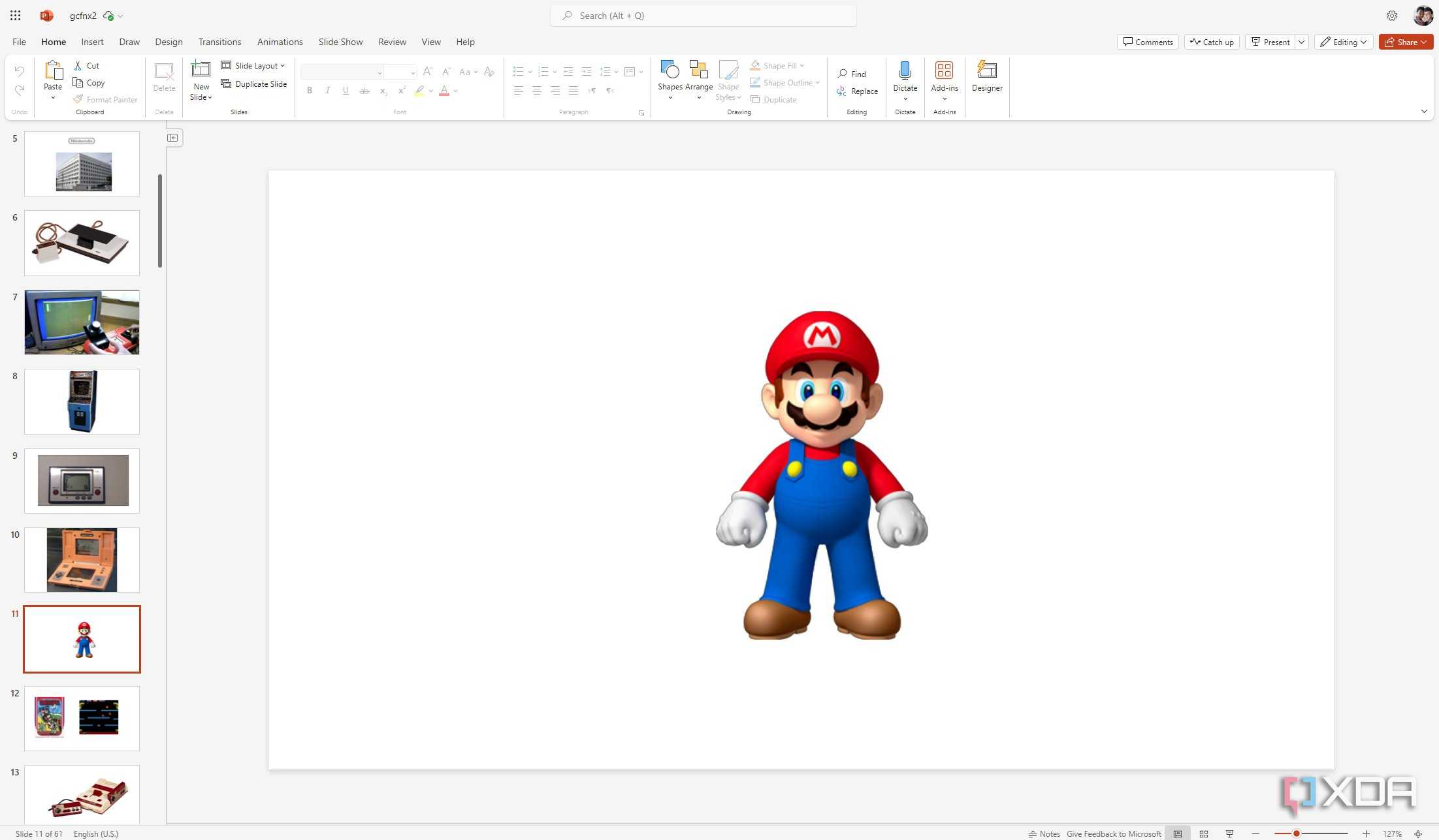 Screenshot of Microsoft PowerPoint for the web