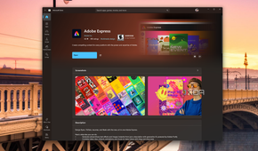 Screenshot of the Adobe Express page on the Microsoft Store after installing it via winget