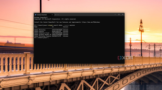 Screenshot of Windows Terminal showing search results for Adobe on the Microsoft Store
