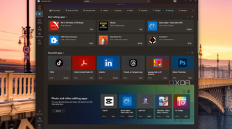 Screenshot of the Microsoft Store showing various apps