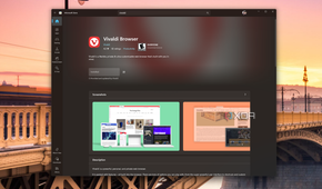 Screenshot of the Vivaldi page on the Microsoft Store showing that it's externally hosted