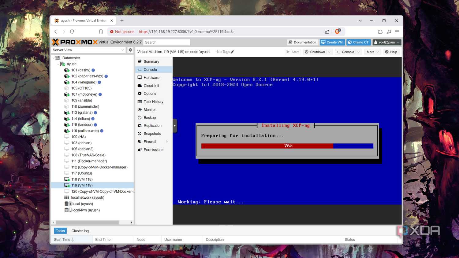 Installing XCP-ng on Proxmox using nested virtualization