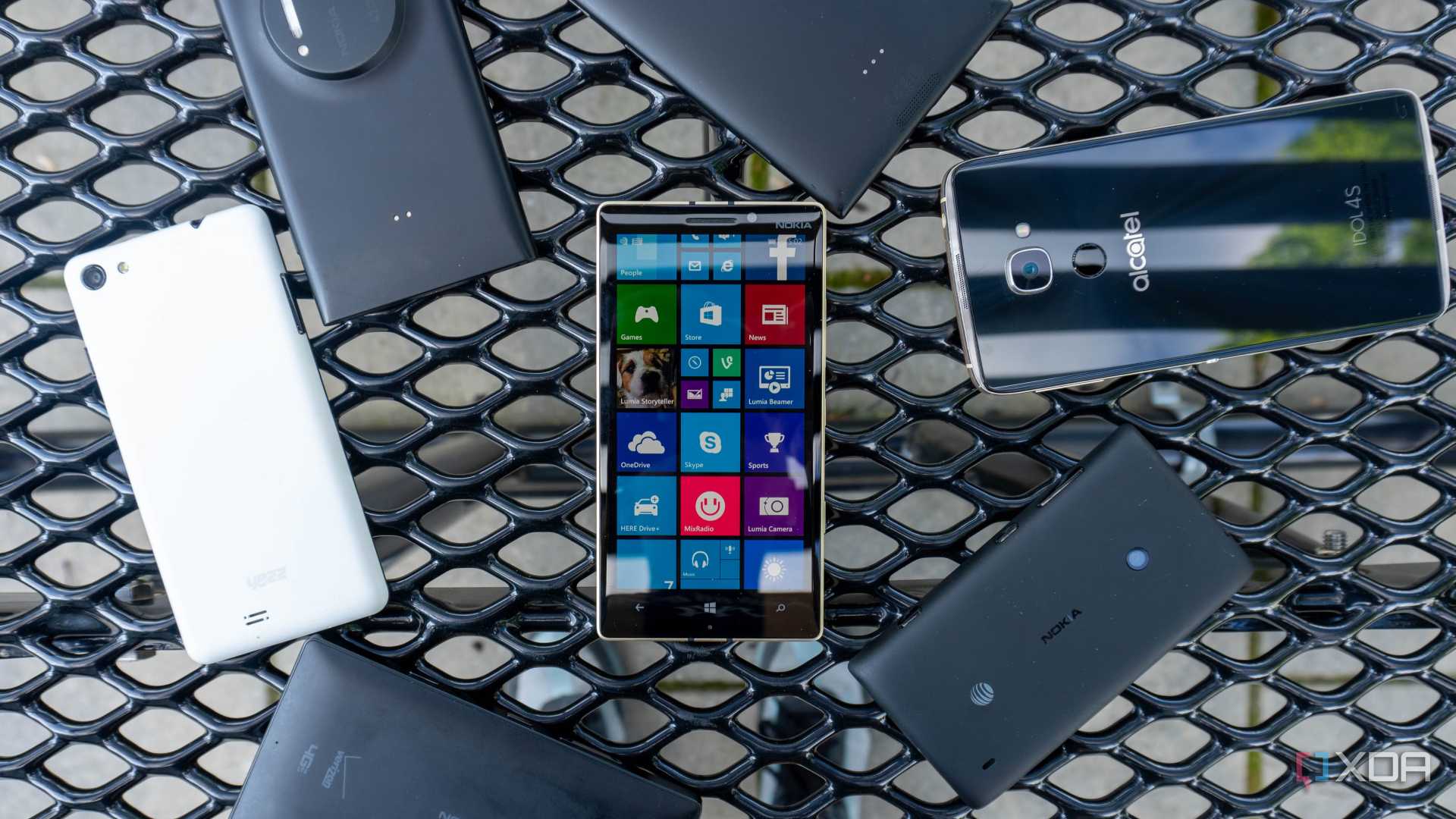 Nokia Lumia with six other handsets around it