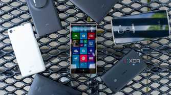 Nokia Lumia with six other handsets around it