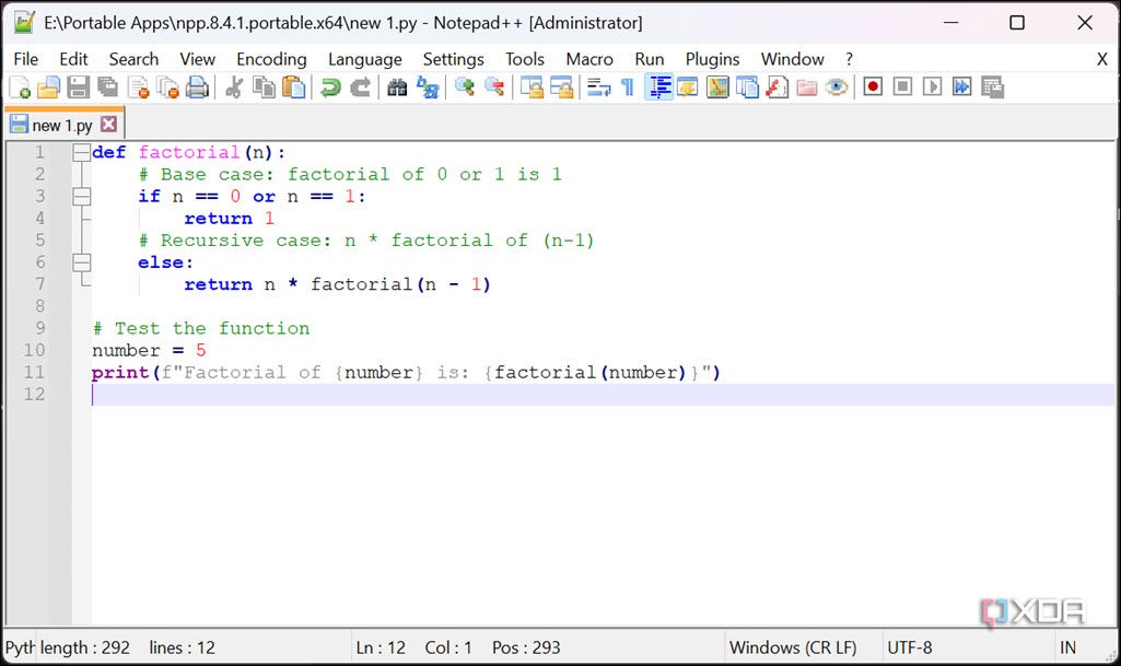 Notepad ++ user interface