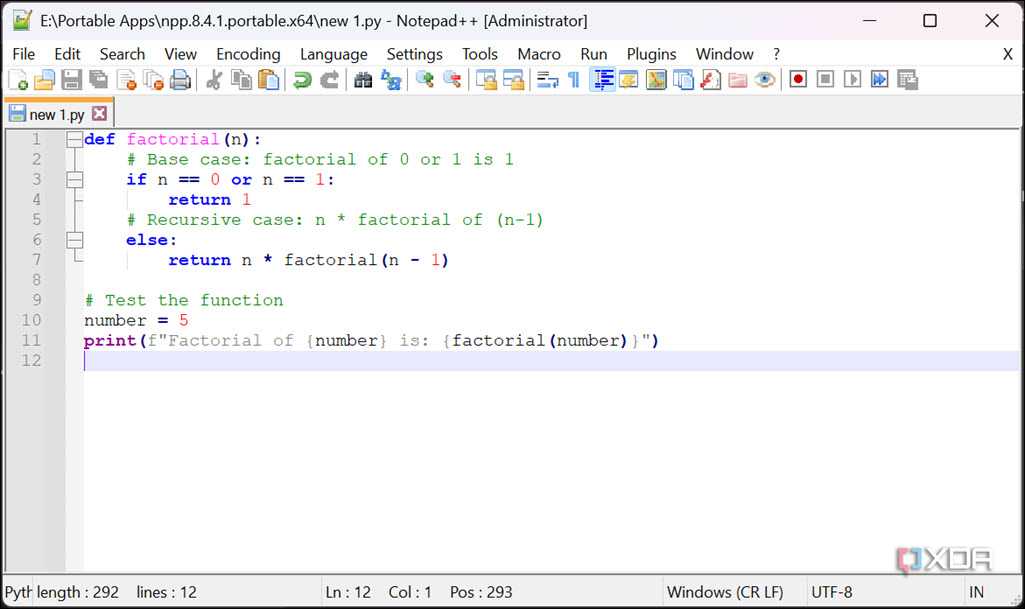 Notepad ++ user interface