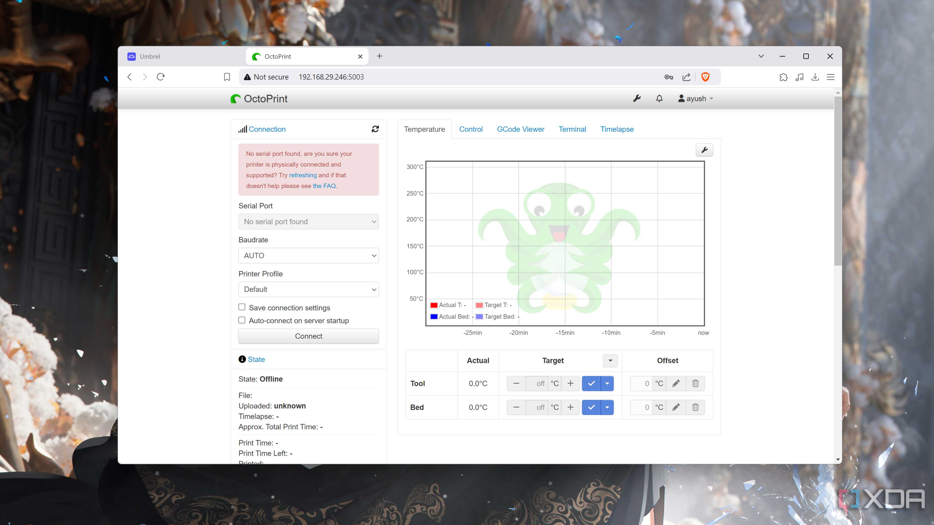 Running an Octoprint server inside UmbrelOS