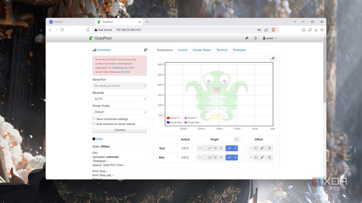 Running an Octoprint server inside UmbrelOS