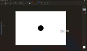Screenshot of paint showing the brush size slider with a preview of the size and appearance of the brush