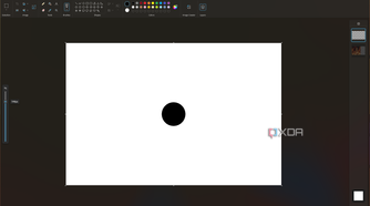 Screenshot of paint showing the brush size slider with a preview of the size and appearance of the brush