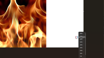 Screenshot of Paint on Windows 11 showing the zoom control menu and slider