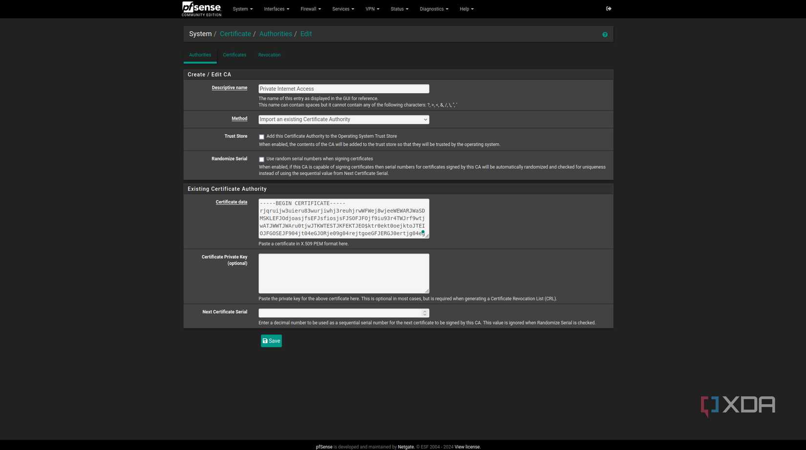 Adding a CA to pfSense
