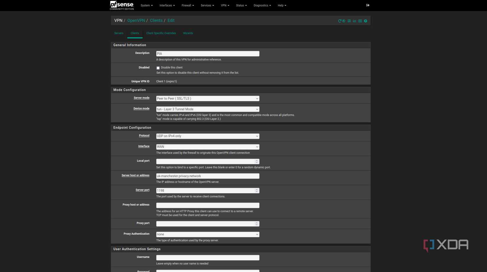 Adding OpenVPN client on pfSense