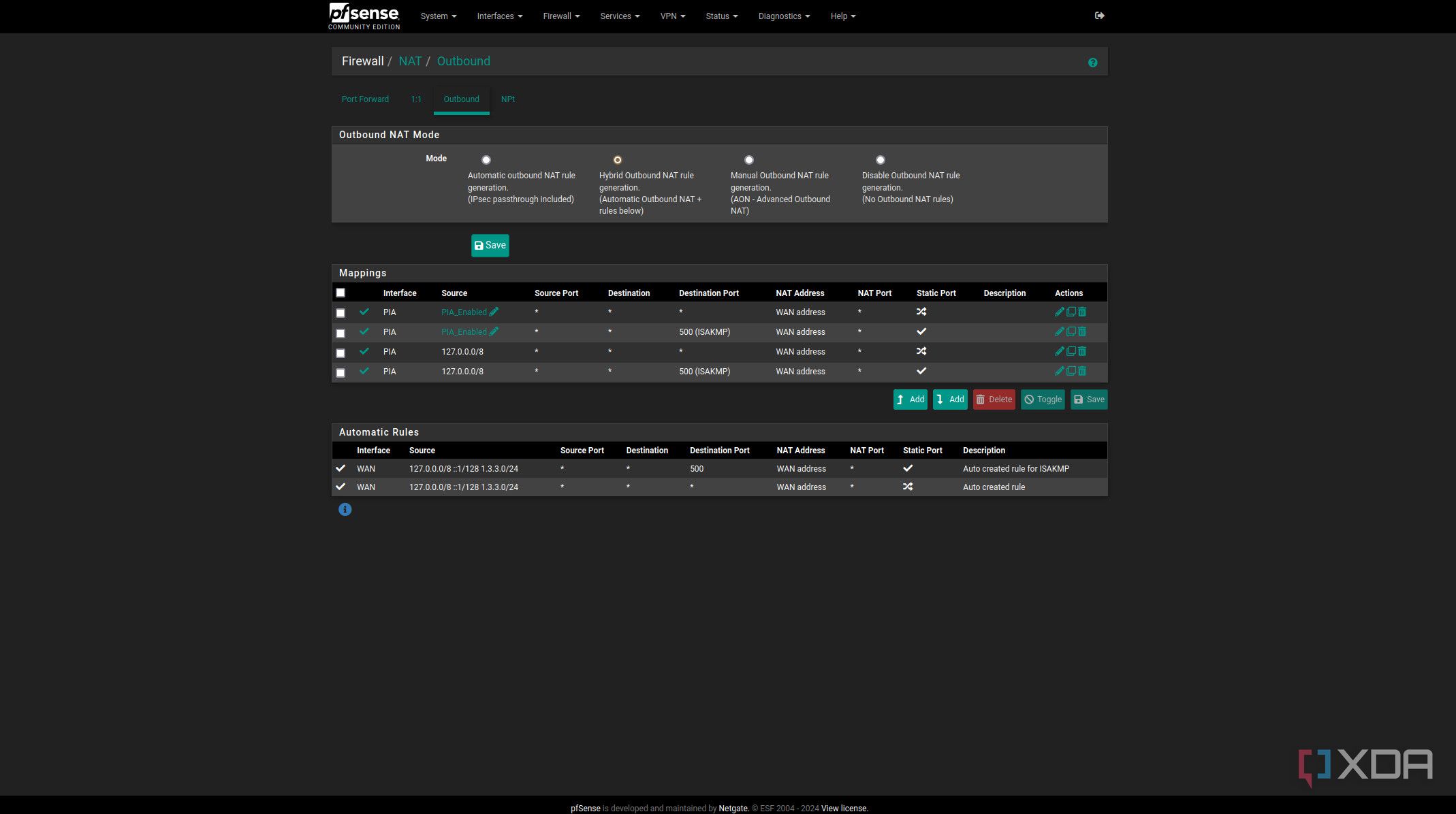 Adding firewall NAT outbound rule on pfSense