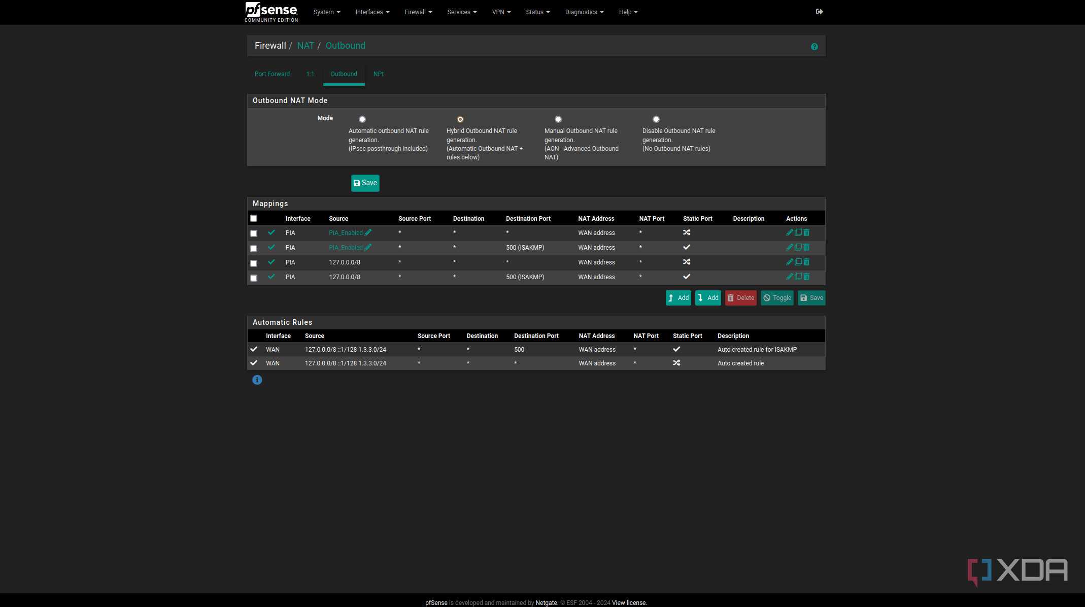 Adding firewall NAT outbound rule on pfSense