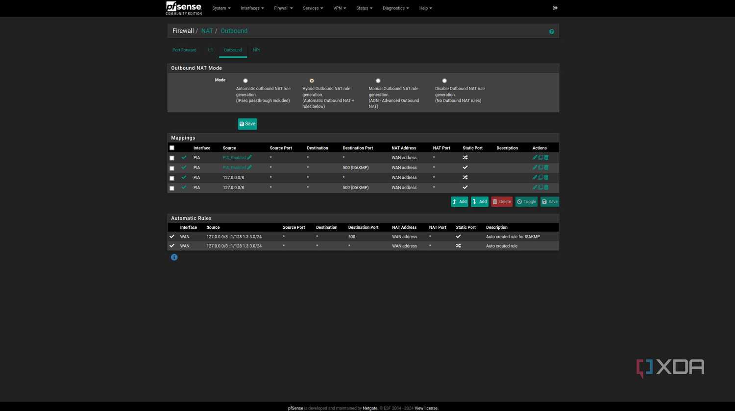 Adding firewall NAT outbound rule on pfSense