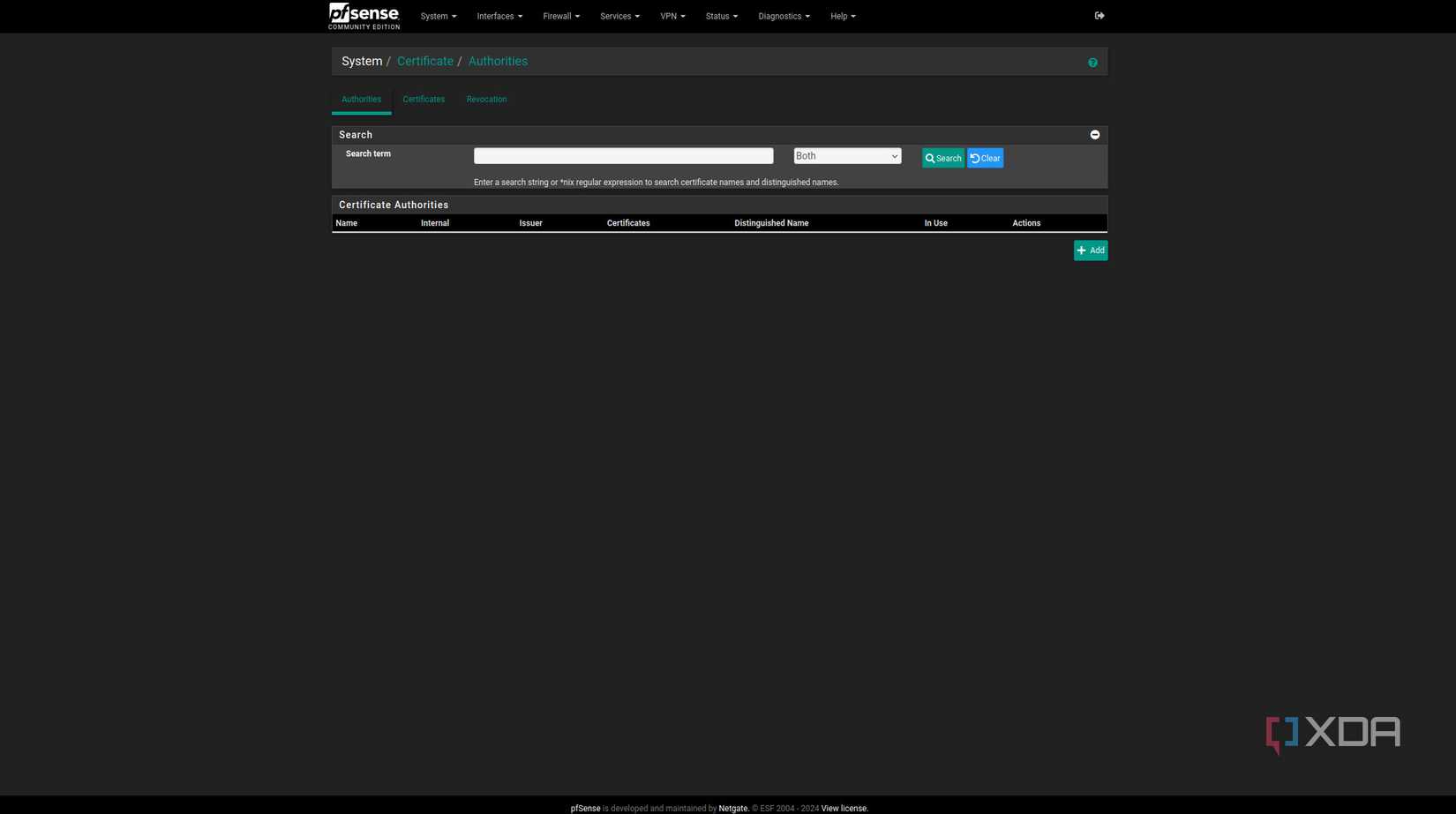 Certificate authorities on pfSense