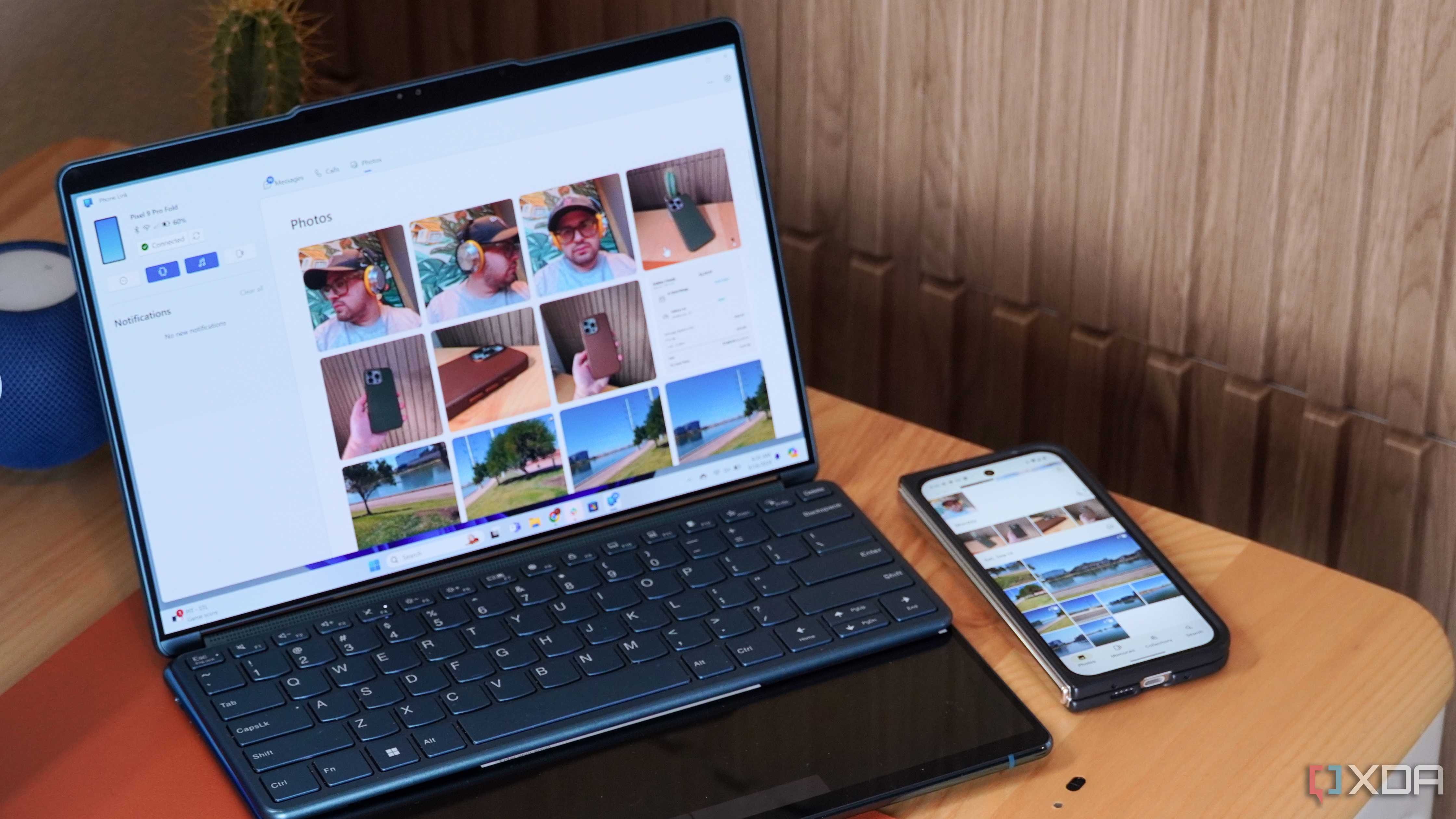 Photos app sharing between the two devices.