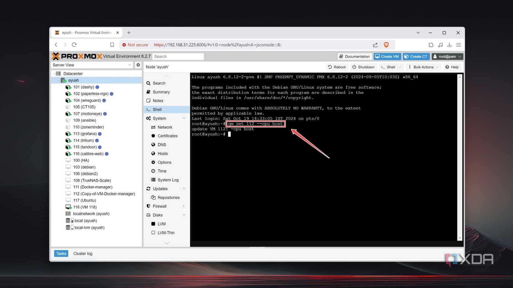Enabling nested virtualization for a Proxmox VM