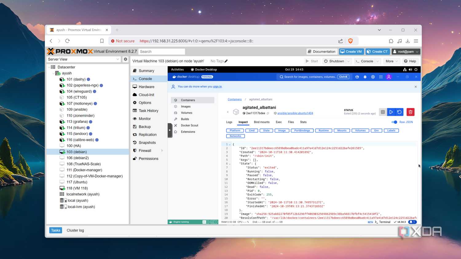 Running Docker Desktop inside a Debian VM on a Proxmox server