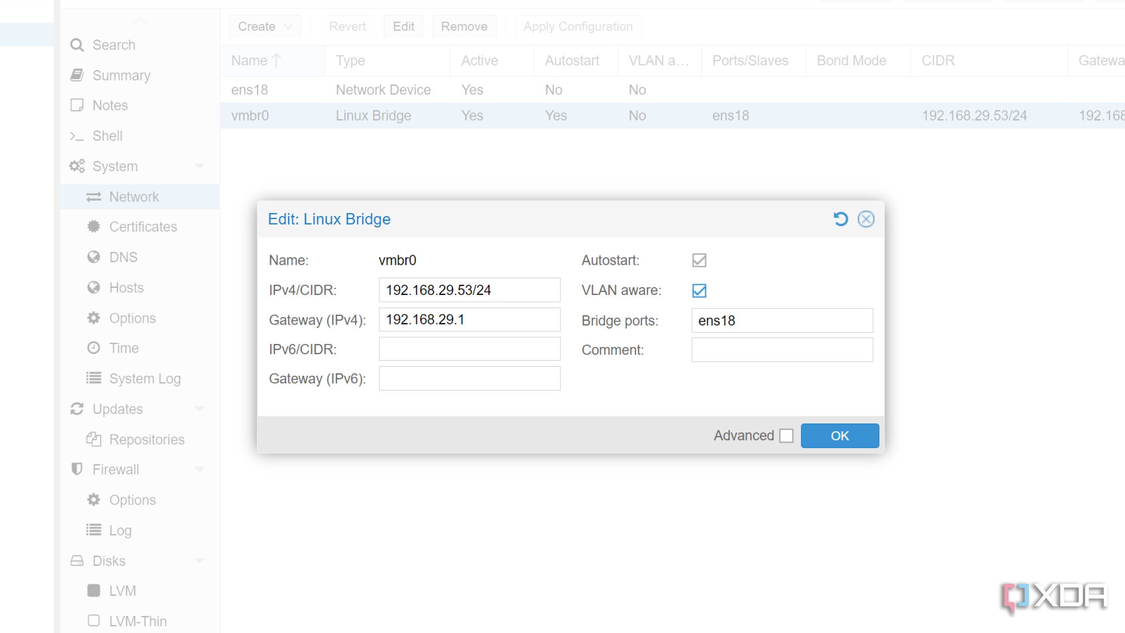 Setting up VLAN aware on a Linux Bridge in Proxmox