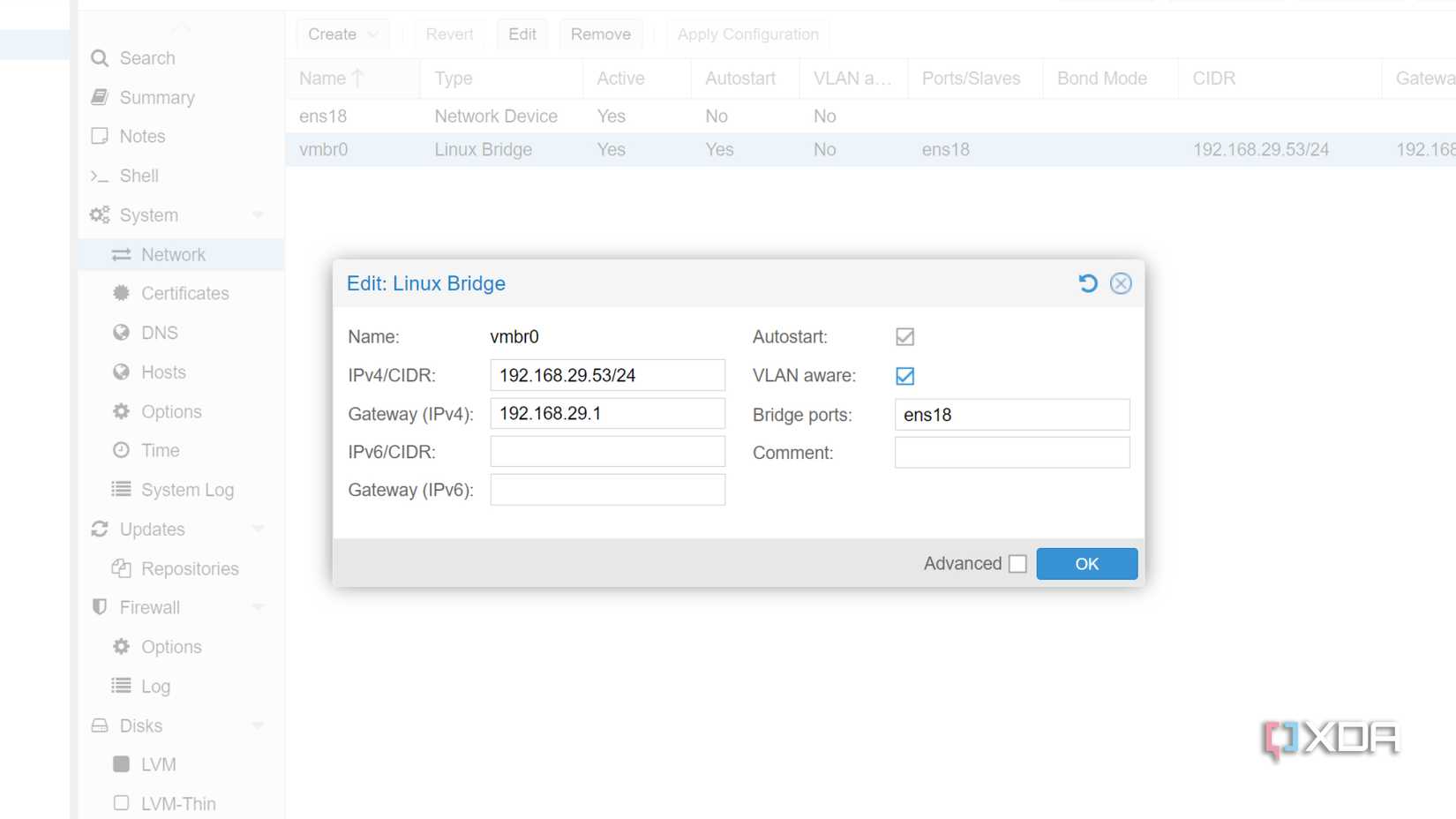 Setting up VLAN aware on a Linux Bridge in Proxmox