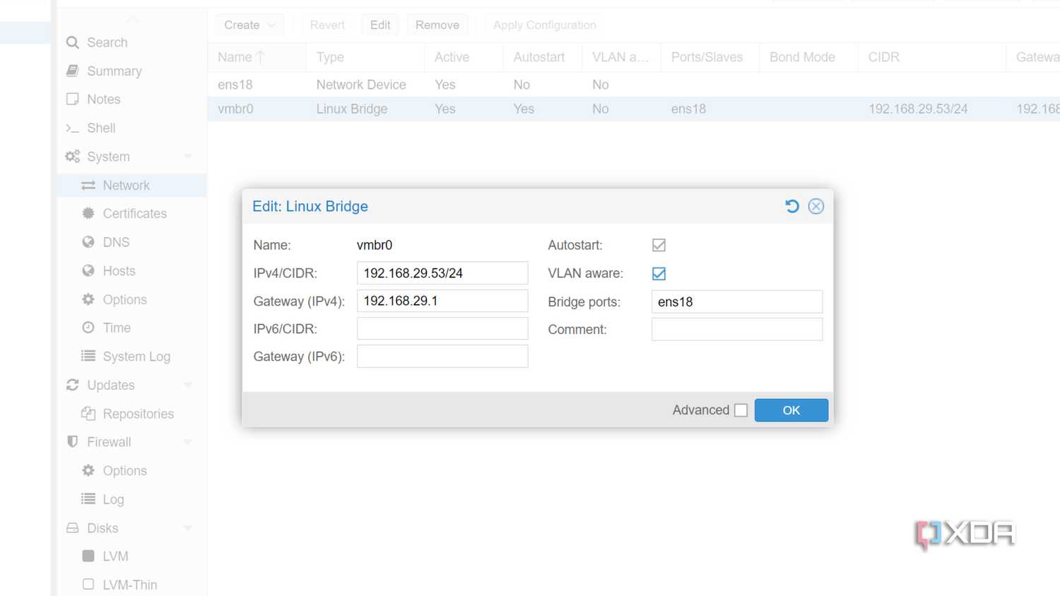 Setting up VLAN aware on a Linux Bridge in Proxmox