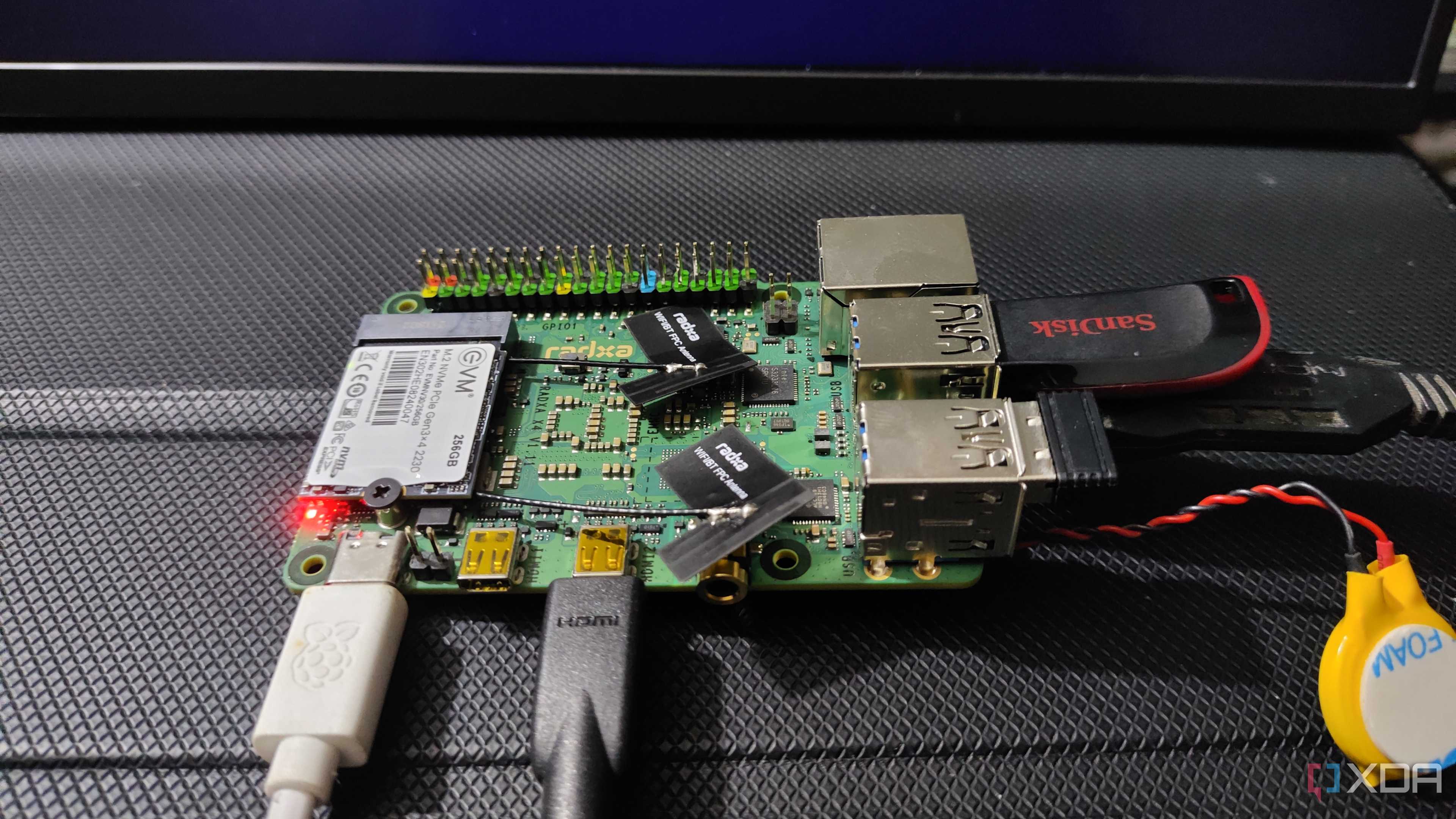 A Radxa X4 SBC lying on a flat surface