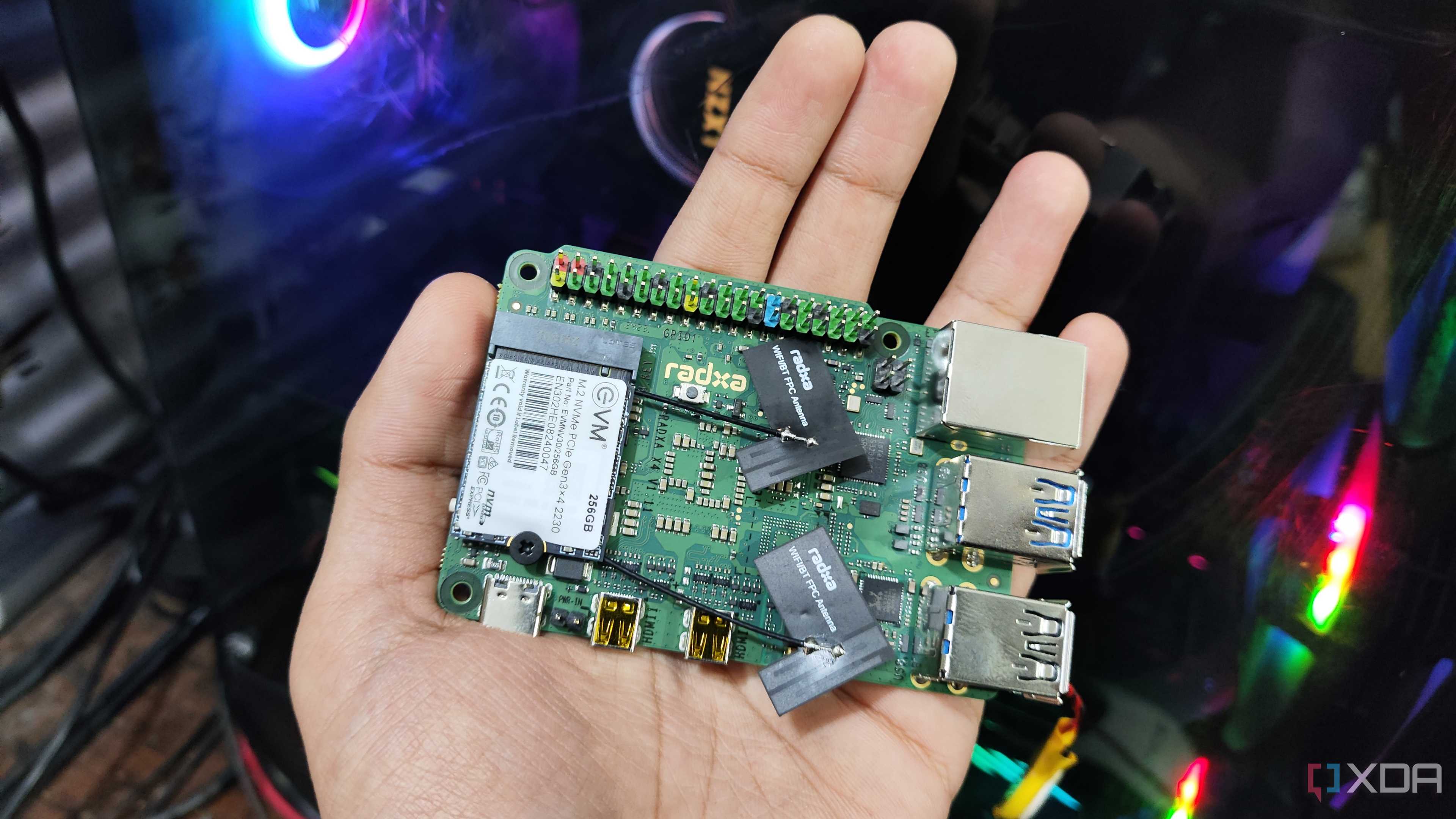 A person holding a Radxa X4 SBC