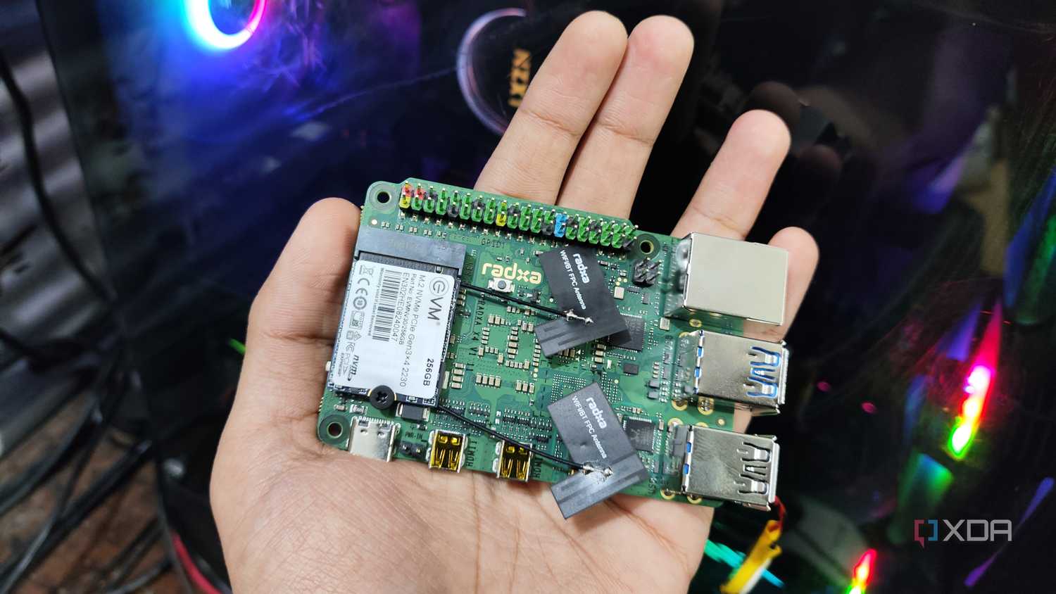 A person holding a Radxa X4 SBC
