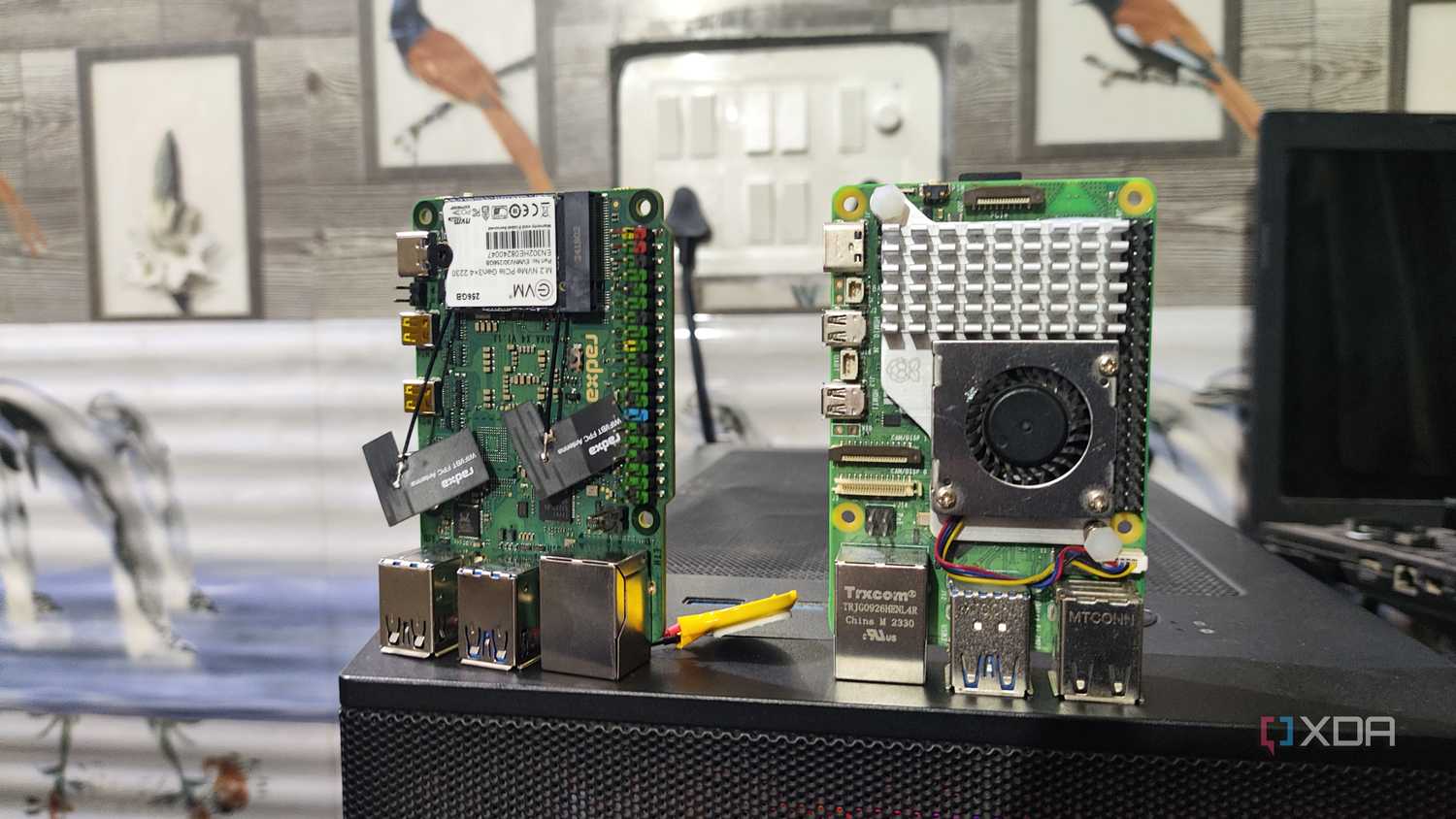 A Radxa X4 next to a Raspberry Pi 5