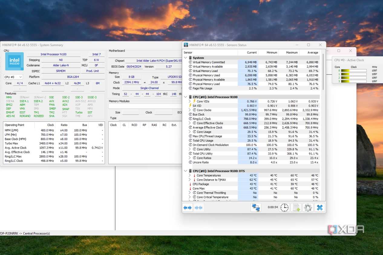 Running HWiNFO64 on the Radxa X4