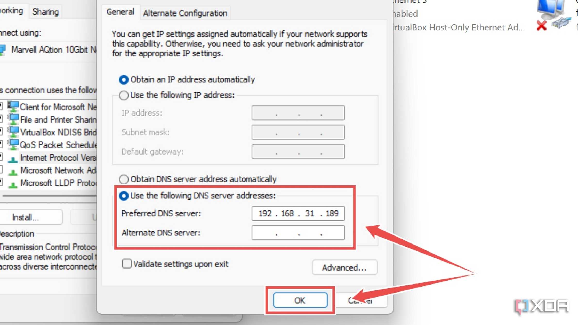 Pointing to the DNS server on the Raspberry Pi