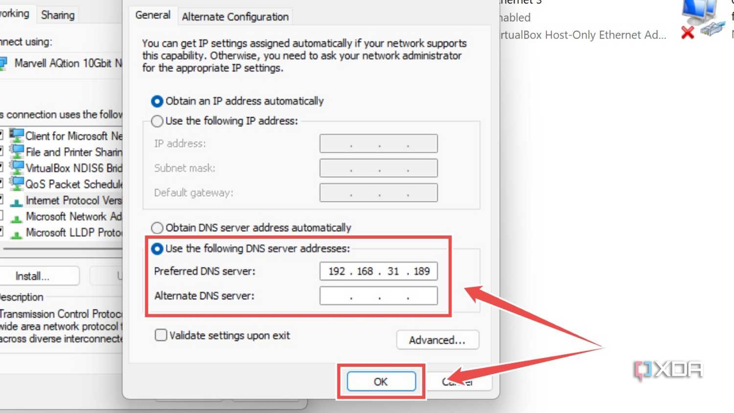 Pointing to the DNS server on the Raspberry Pi