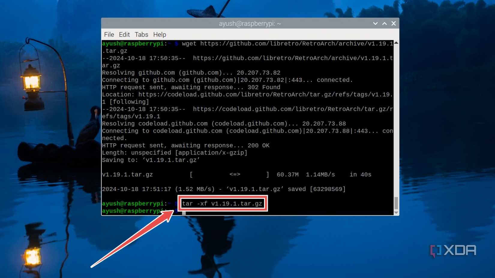 Extracting the RetroArch files