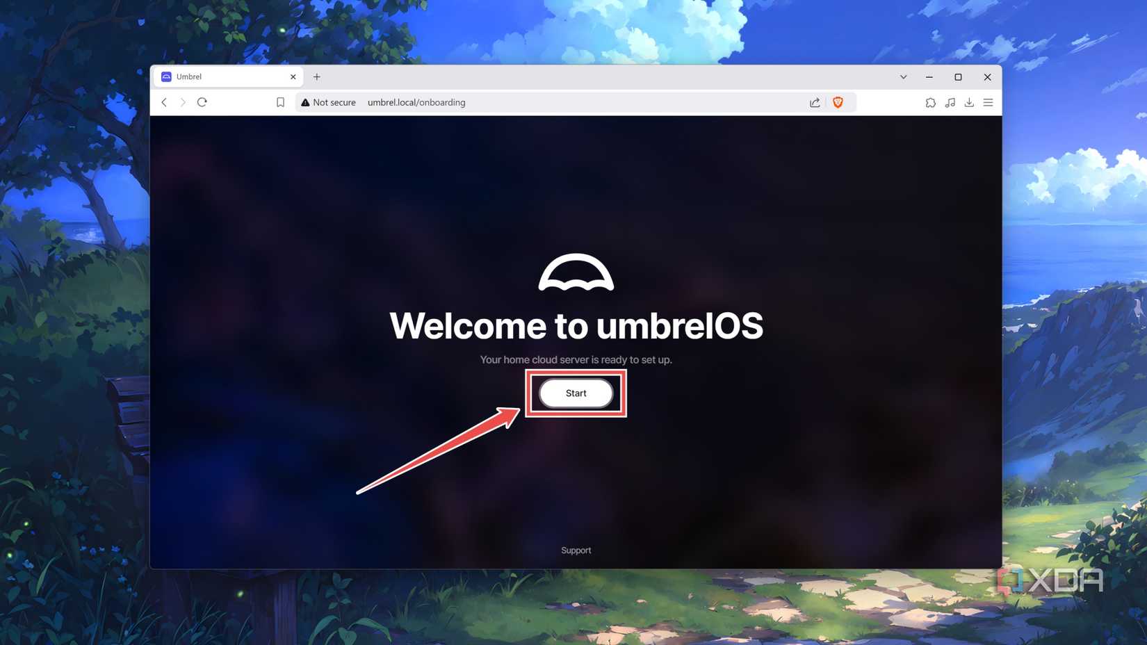 The UmbrelOS welcome screen