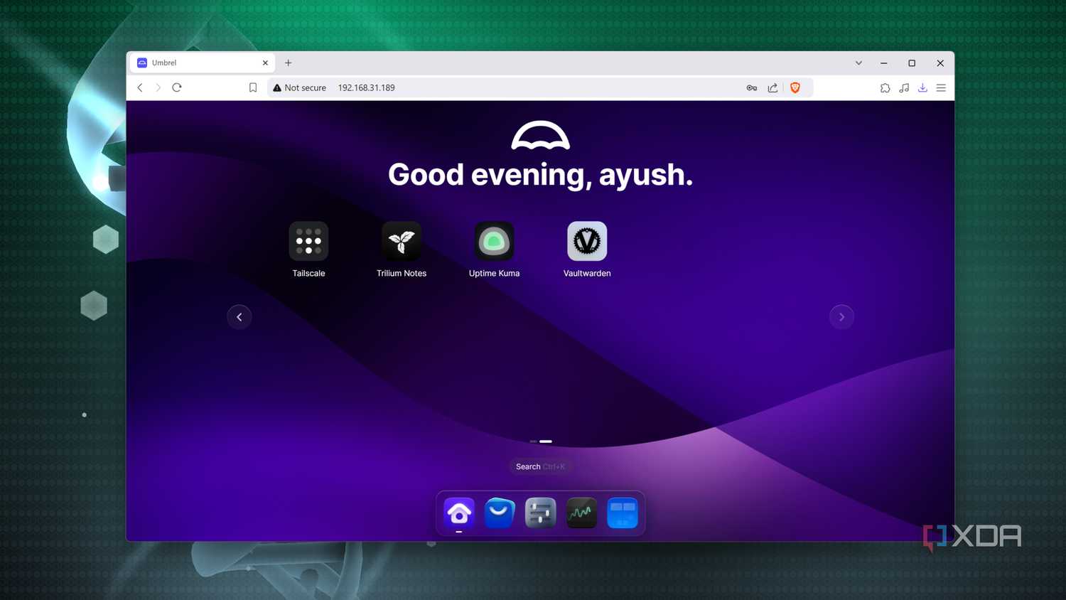 The UmbrelOS web UI