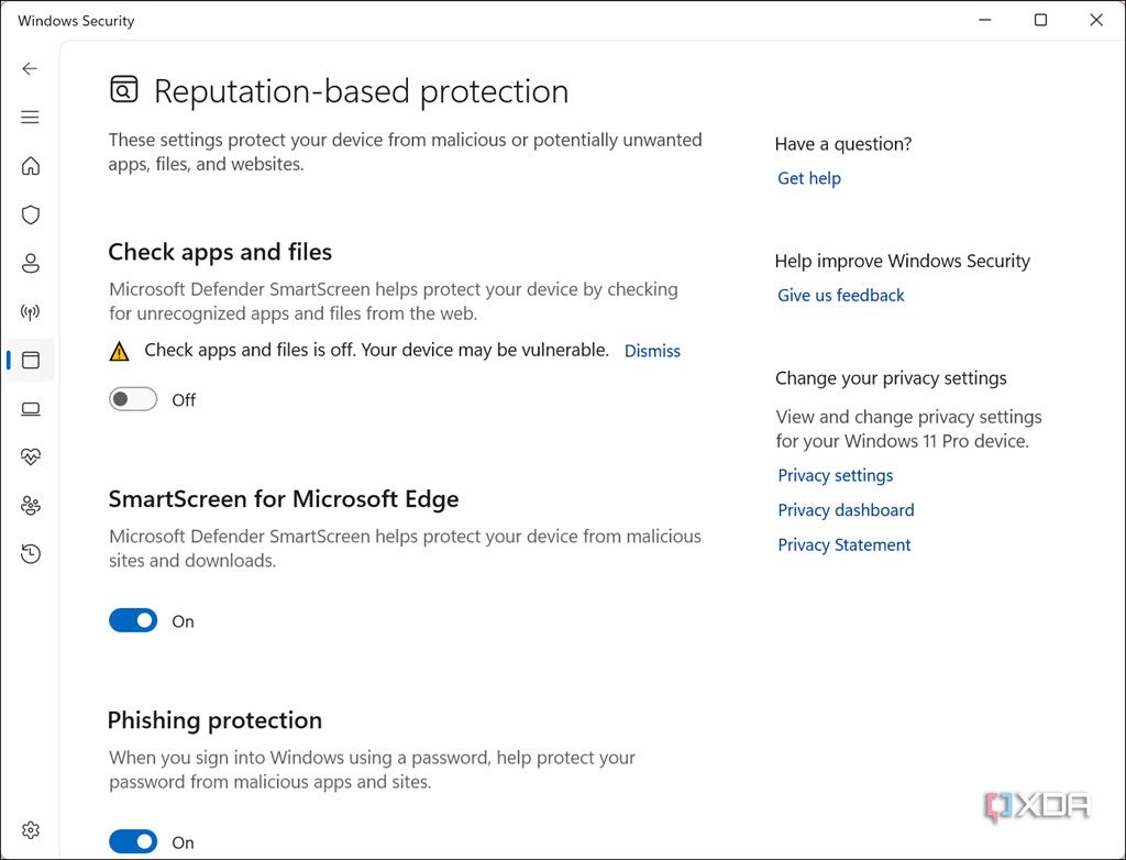 Reputation-based Protection options